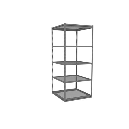 Tennsco Z-Line Shelving W/Five Perf. Shlvs, Boltless, 36"Wx36"Dx84"H, Starter, Gry ZM7-3636S-5PD-MGY